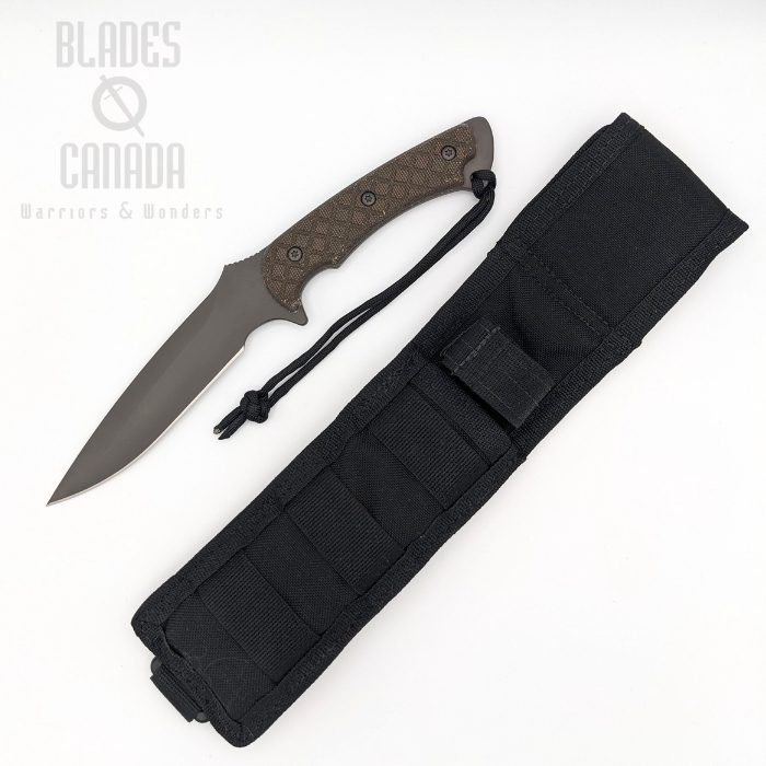 Spartan Blades Ares Fixed Blade Knife, CPM MagnaCut Black, Micarta Green, MOLLE Sheath